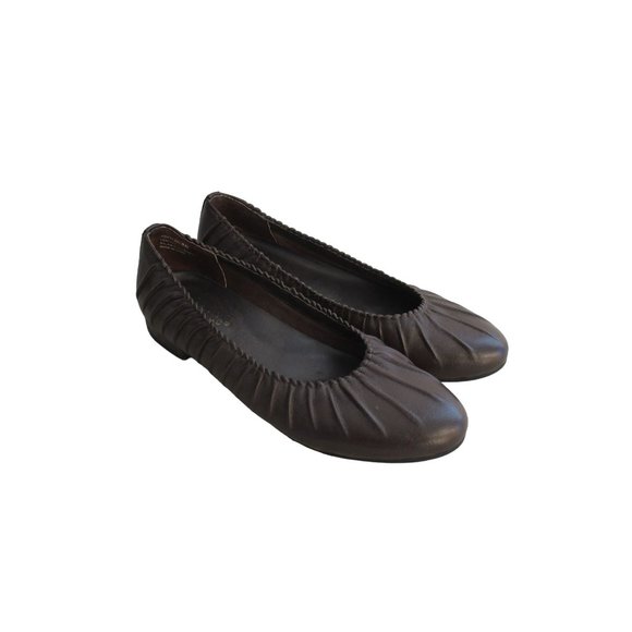 *David Tate Brown Leather Flats Pleated Slip-ons Signature Padded Insoles - Picture 2 of 8